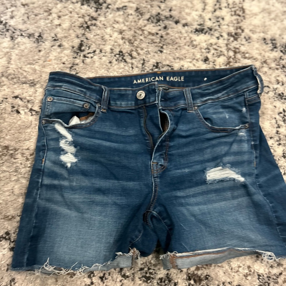 American Eagle Outfitters Blue Distressed Jean Shorts